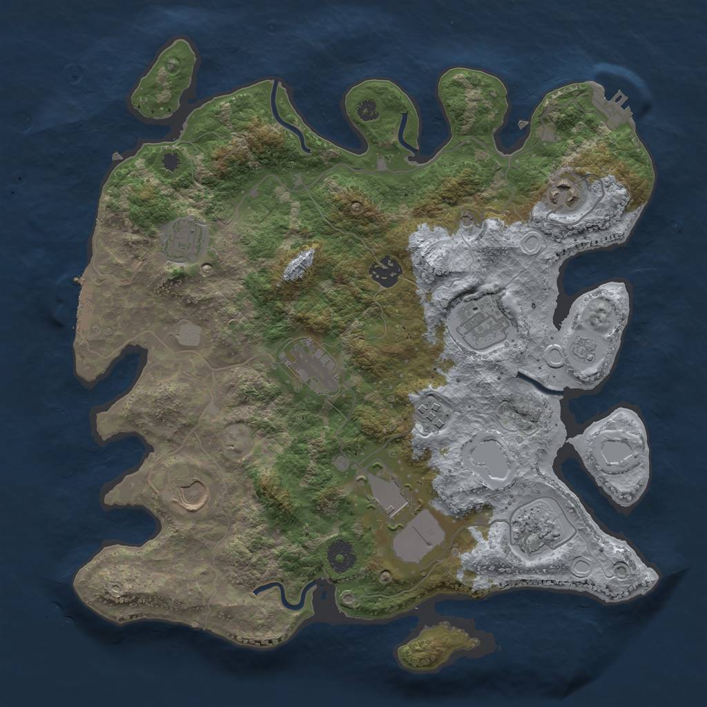 Rust Map: Procedural Map, Size: 3500, Seed: 36970013, 16 Monuments