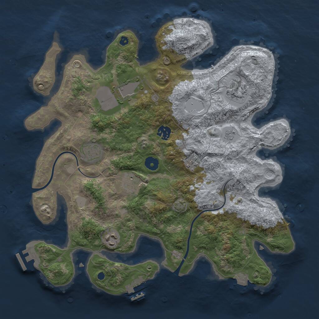 Rust Map: Procedural Map, Size: 3500, Seed: 17426124, 12 Monuments