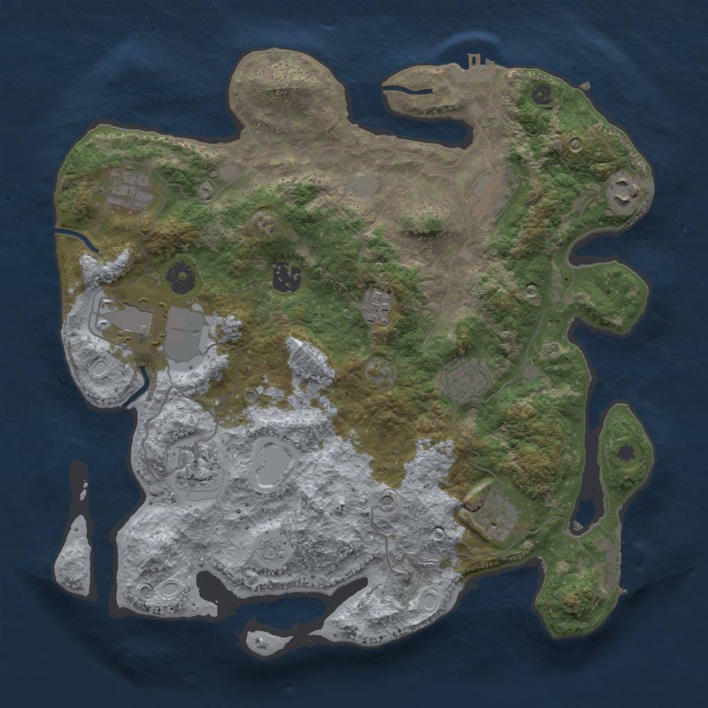 Rust Map: Procedural Map, Size: 3500, Seed: 11188806, 16 Monuments