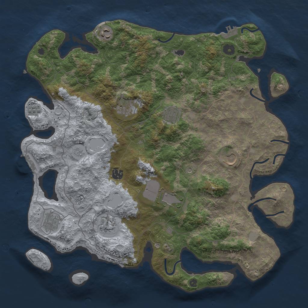 Rust Map: Procedural Map, Size: 4000, Seed: 13169, 16 Monuments