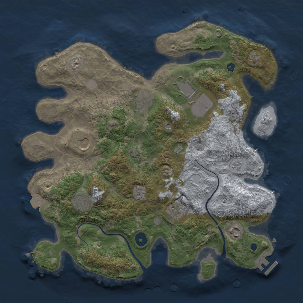 Rust Map: Procedural Map, Size: 3500, Seed: 612267117, 12 Monuments