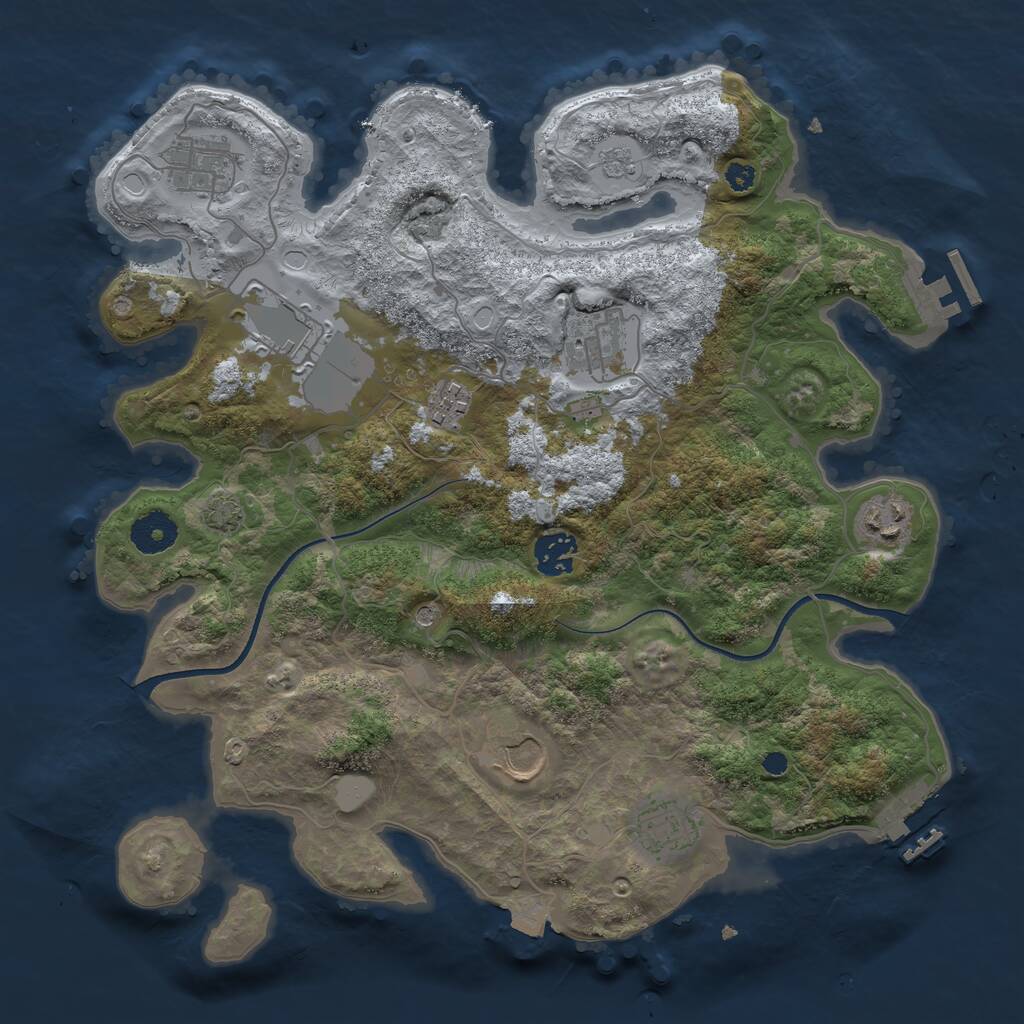 Rust Map: Procedural Map, Size: 3500, Seed: 618205481, 14 Monuments