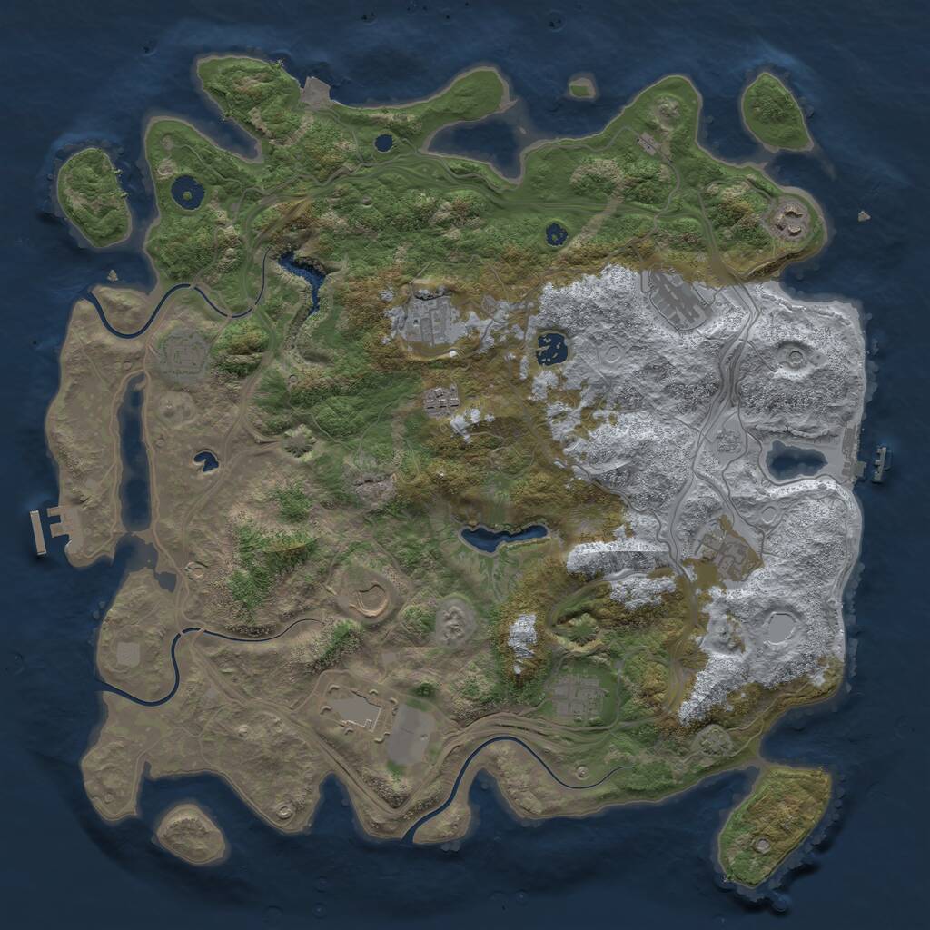 Rust Map: Procedural Map, Size: 4250, Seed: 890707378, 16 Monuments