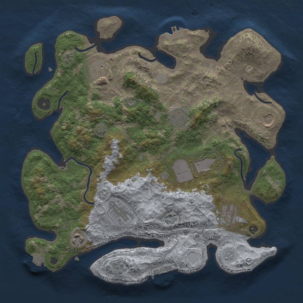 Rust Map: Procedural Map, Size: 3500, Seed: 81624662, 16 Monuments