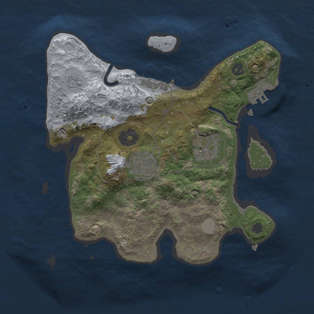 Rust Map: Procedural Map, Size: 2500, Seed: 539268425, 8 Monuments