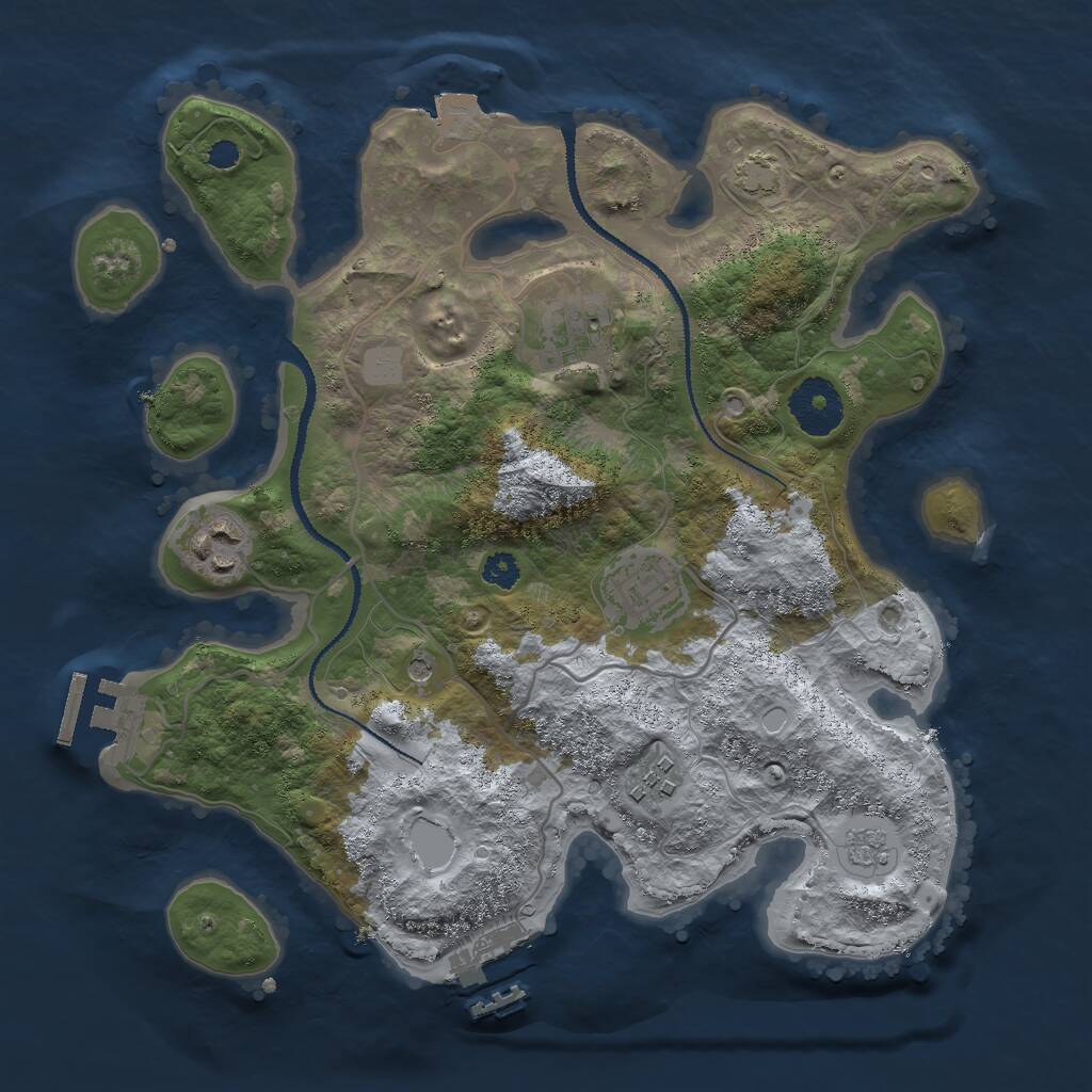 Rust Map: Procedural Map, Size: 3000, Seed: 1534887435, 10 Monuments