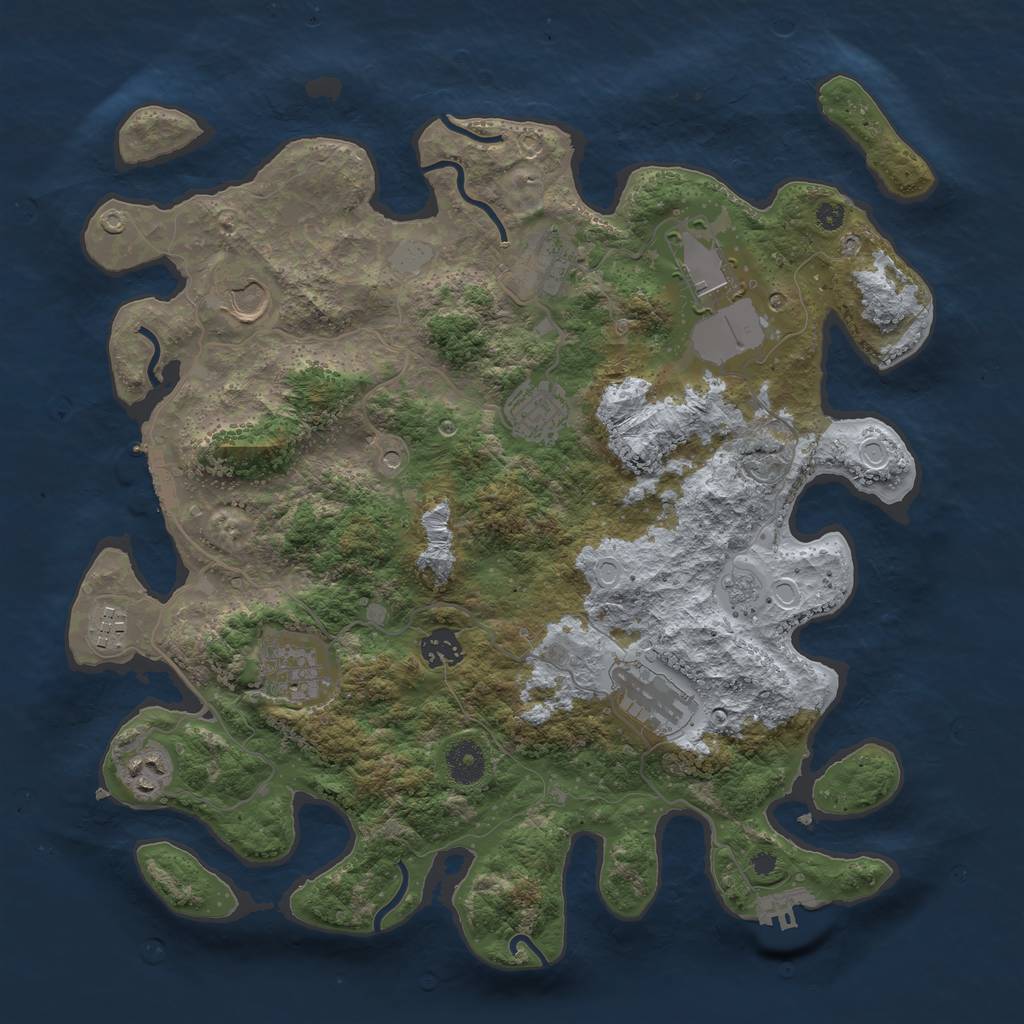 Rust Map: Procedural Map, Size: 3750, Seed: 65468468, 16 Monuments