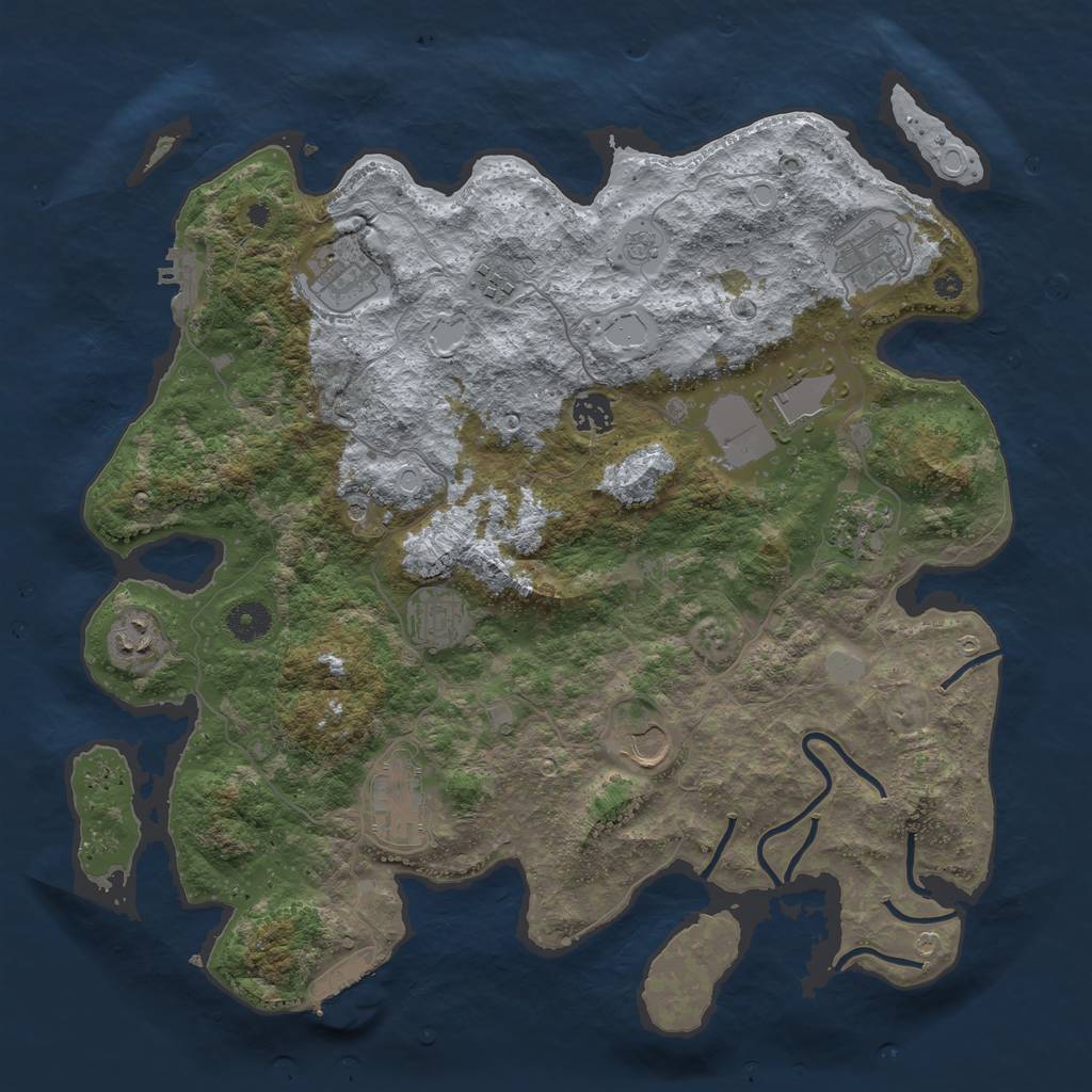 Rust Map: Procedural Map, Size: 3950, Seed: 92374191, 17 Monuments