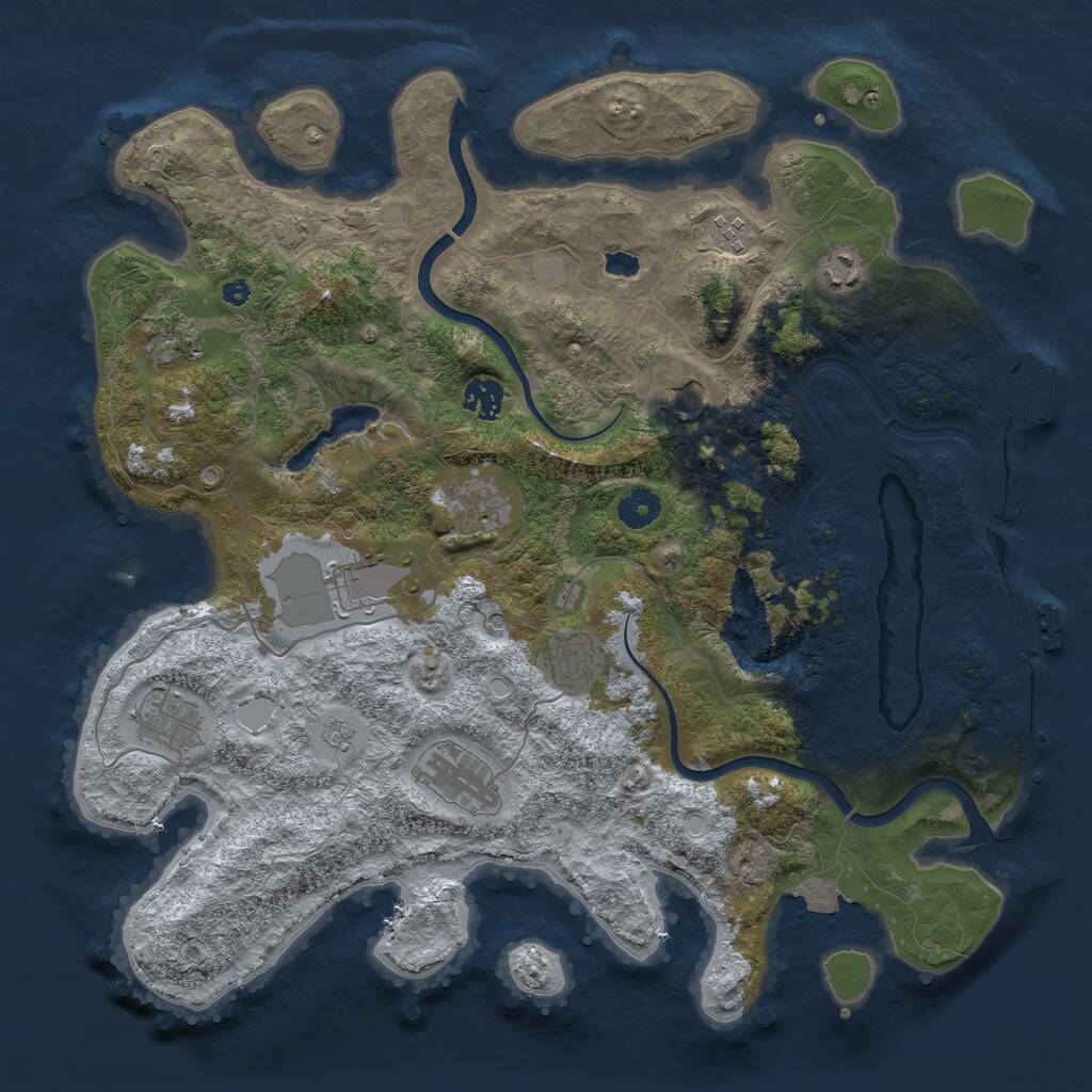 Rust Map: Procedural Map, Size: 4000, Seed: 384943, 16 Monuments