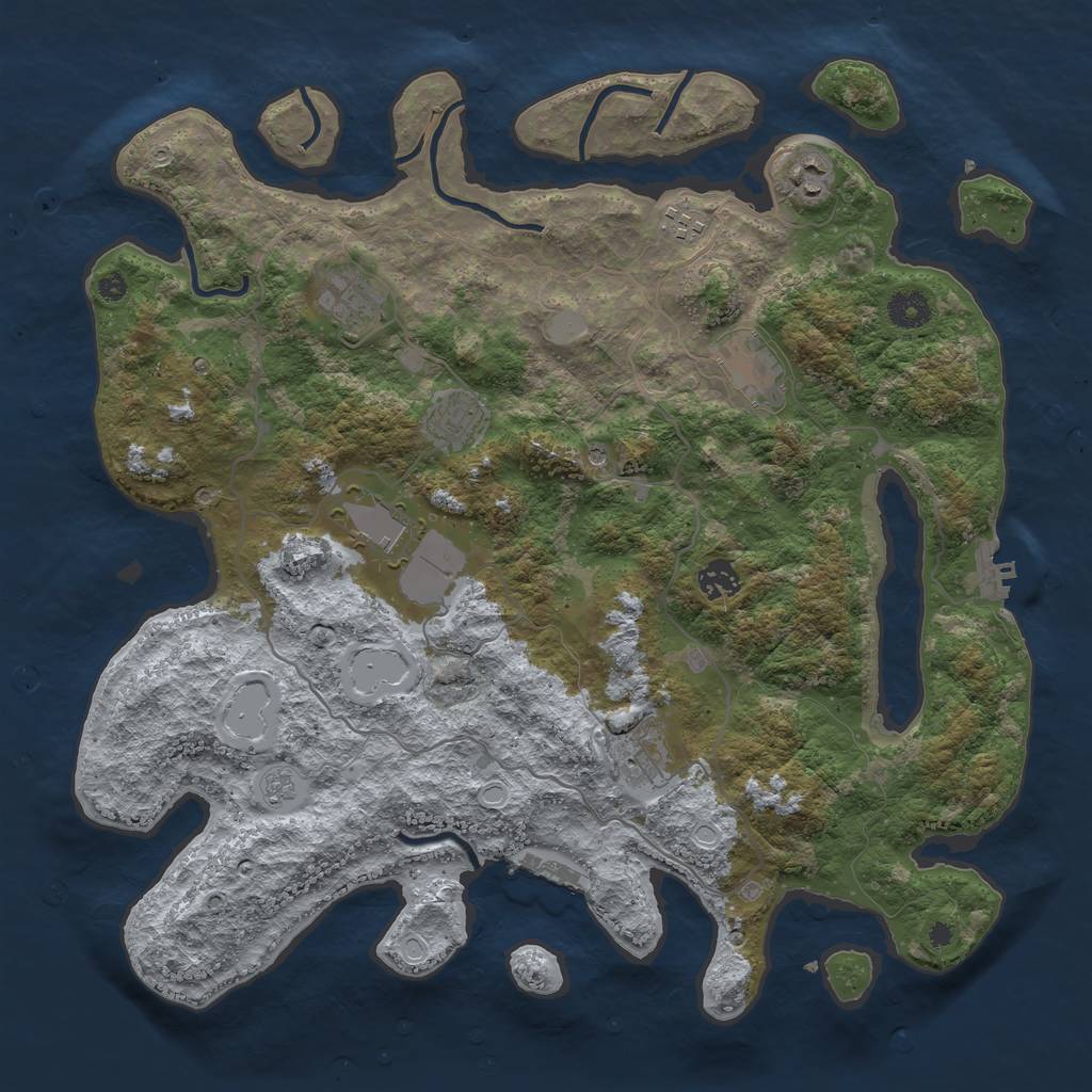 Rust Map: Procedural Map, Size: 4000, Seed: 384943, 15 Monuments