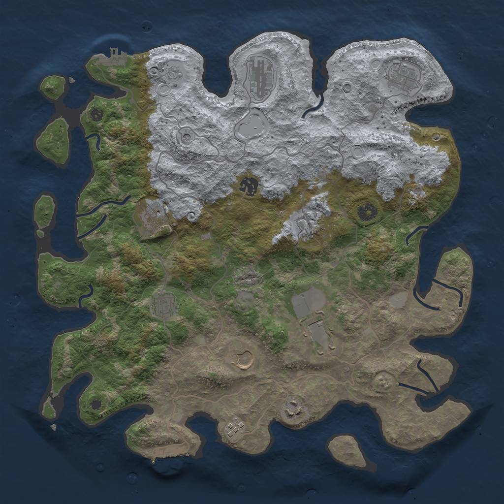 Rust Map: Procedural Map, Size: 4000, Seed: 1380322720, 17 Monuments