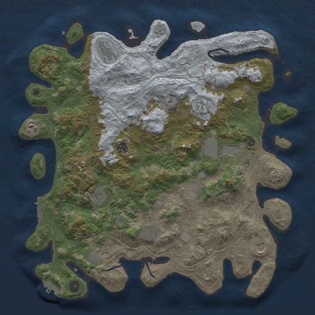 Rust Map: Procedural Map, Size: 4250, Seed: 1280499899, 18 Monuments