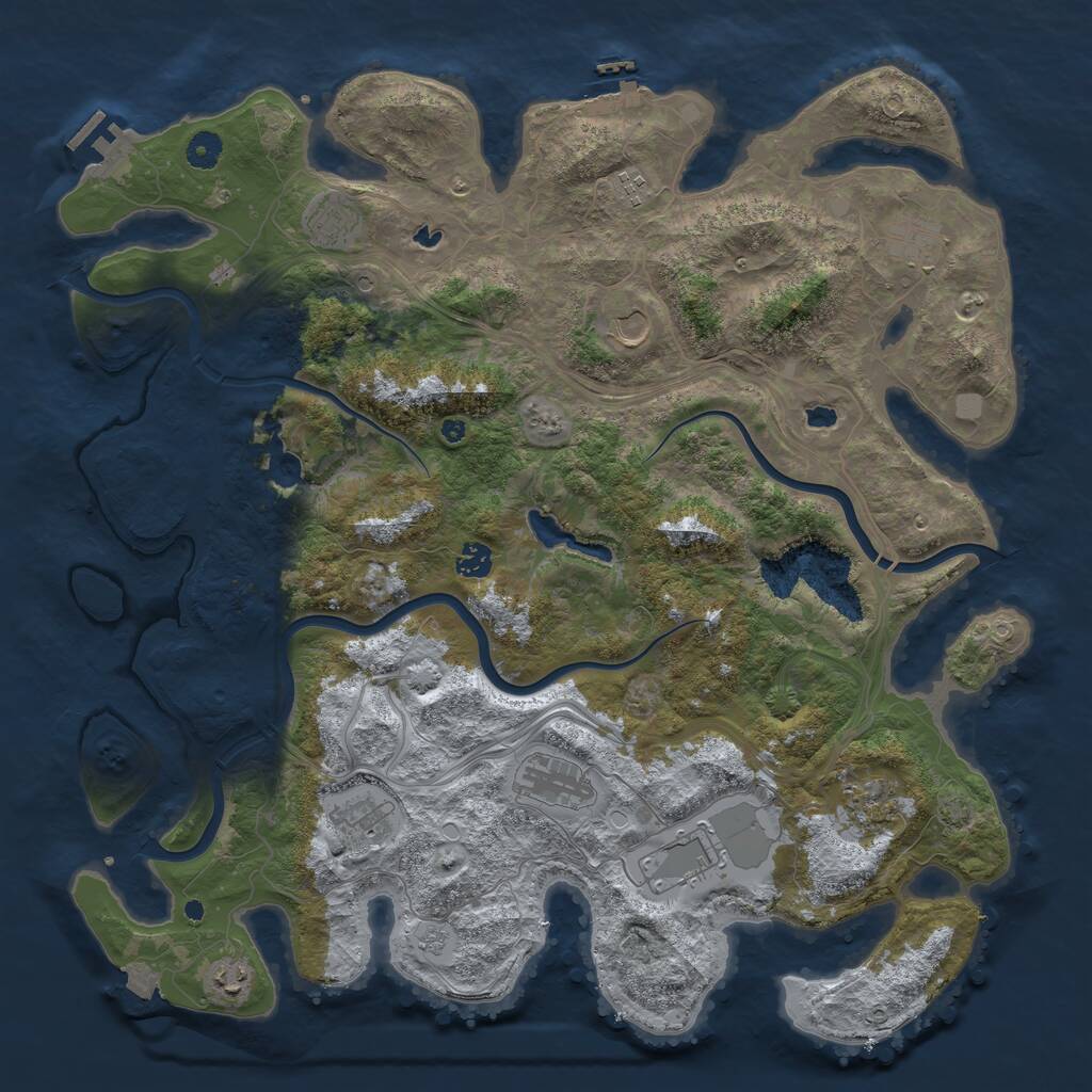 Rust Map: Procedural Map, Size: 4500, Seed: 1149568862, 16 Monuments