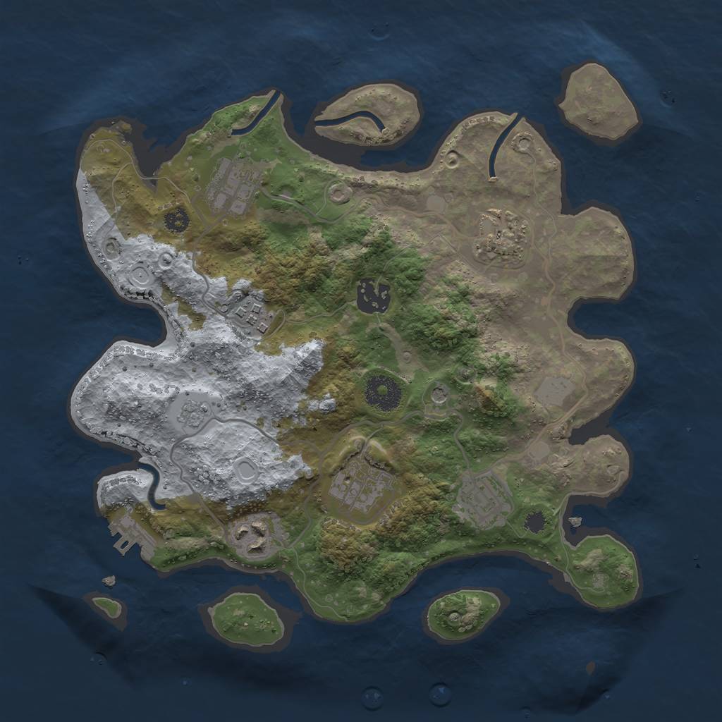 Rust Map: Procedural Map, Size: 3000, Seed: 1015601885, 13 Monuments