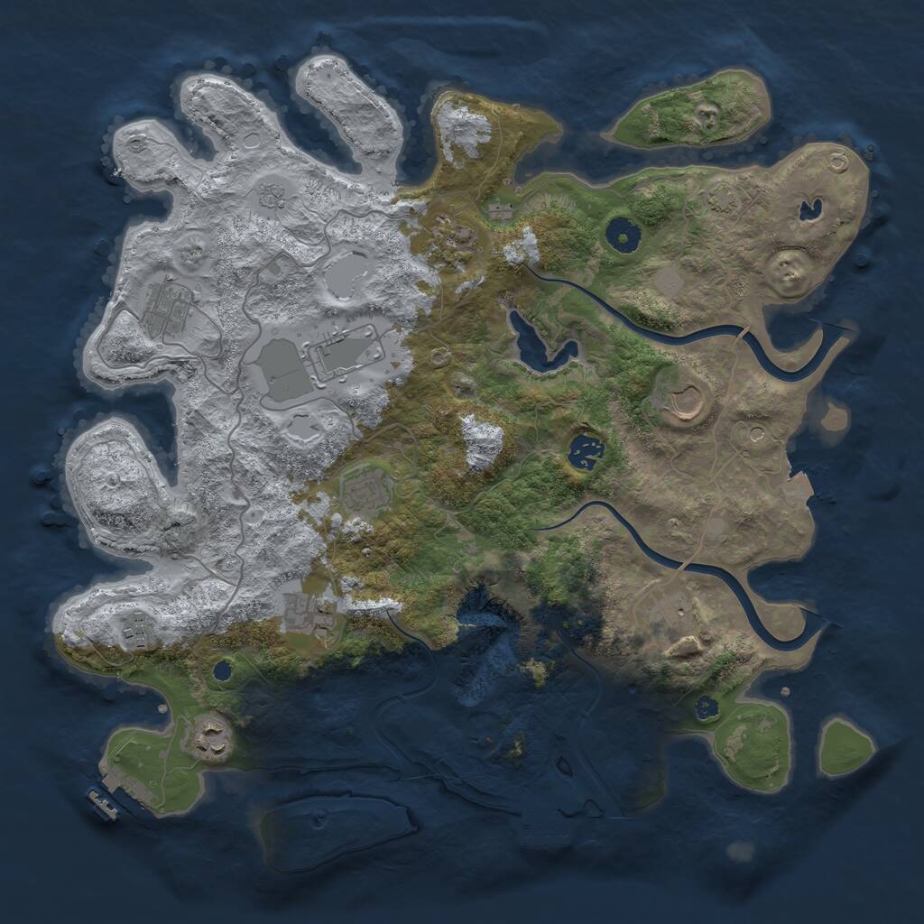 Rust Map: Procedural Map, Size: 4000, Seed: 1183052165, 16 Monuments