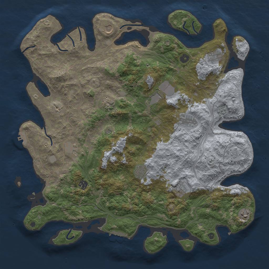 Rust Map: Procedural Map, Size: 4500, Seed: 2120133409, 18 Monuments