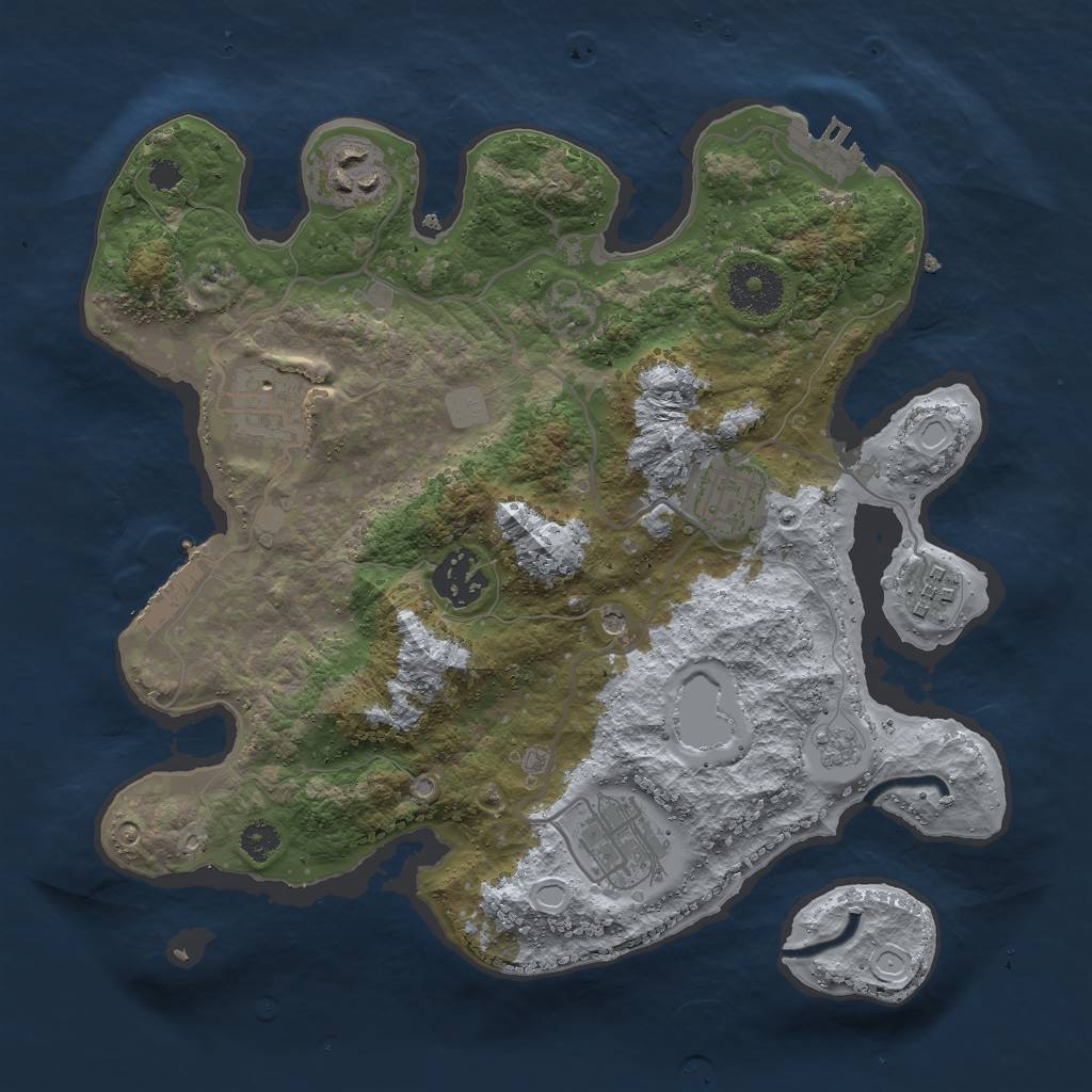 Rust Map: Procedural Map, Size: 3000, Seed: 4837156, 13 Monuments
