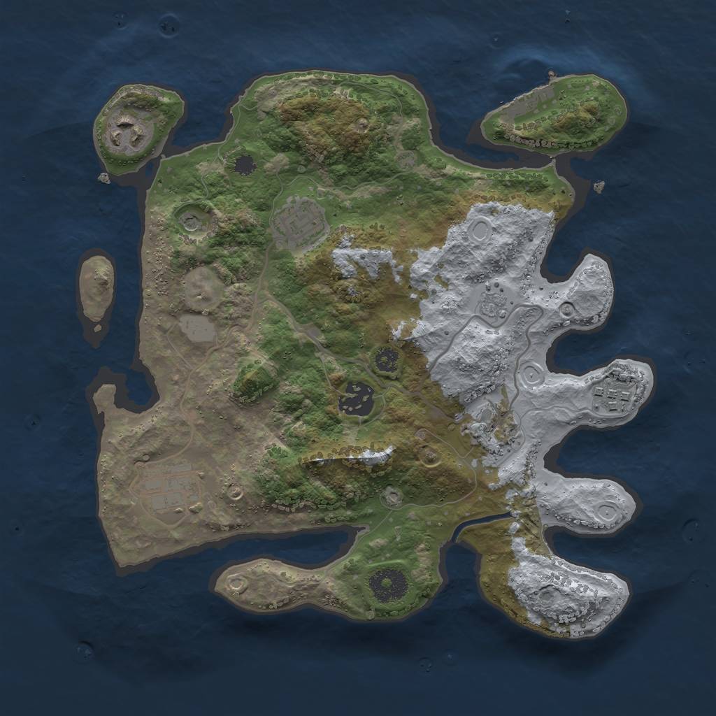 Rust Map: Procedural Map, Size: 3000, Seed: 46692, 12 Monuments
