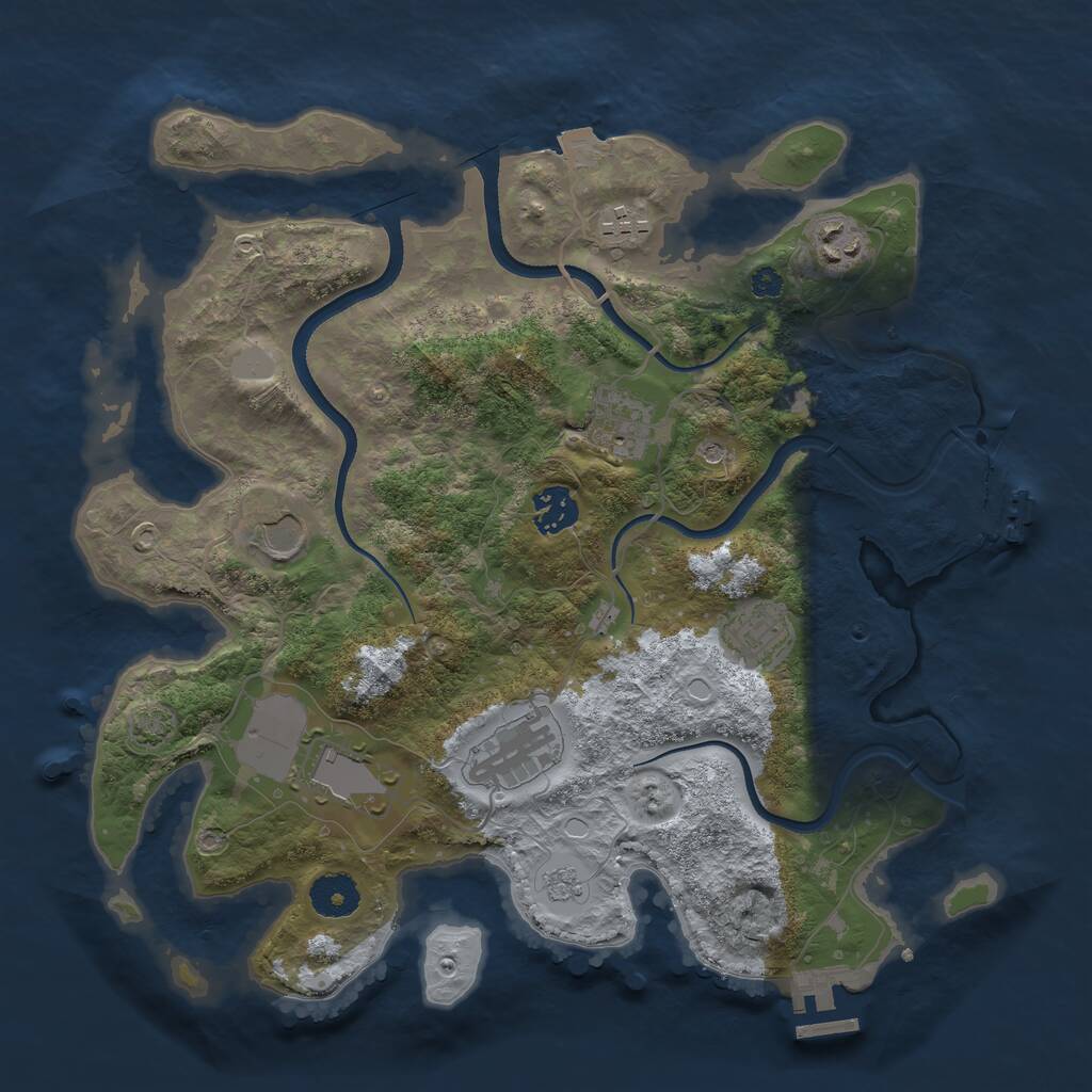 Rust Map: Procedural Map, Size: 3500, Seed: 4396951, 14 Monuments