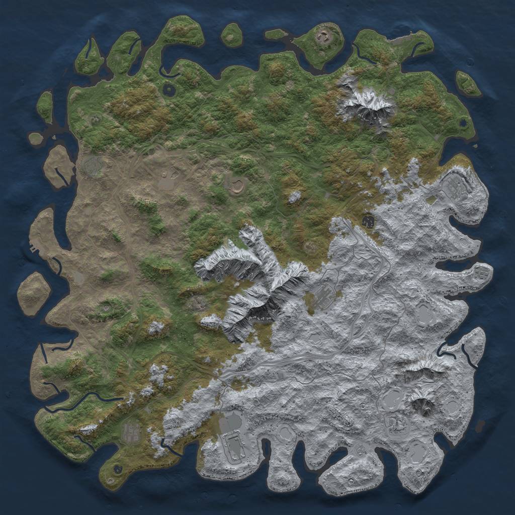 Rust Map: Procedural Map, Size: 6000, Seed: 50067, 18 Monuments