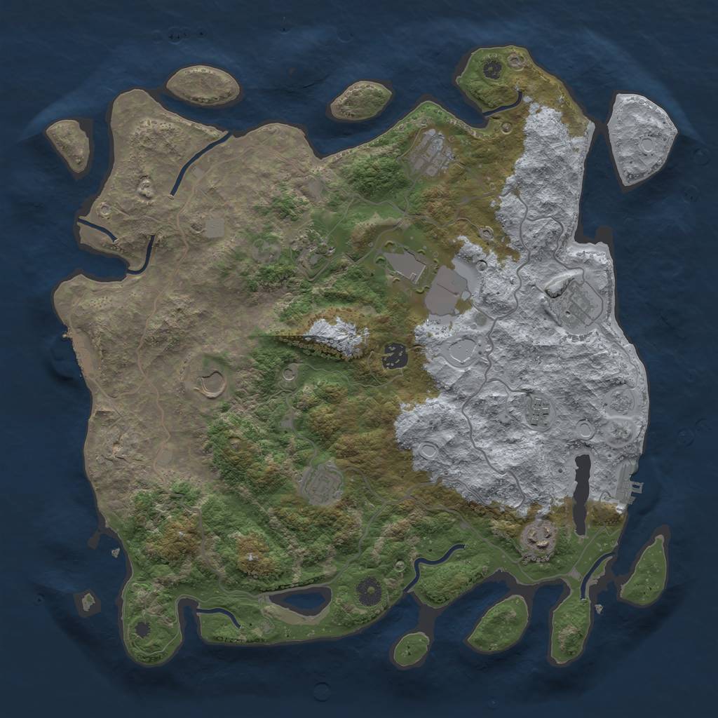 Rust Map: Procedural Map, Size: 4000, Seed: 1939759559, 16 Monuments