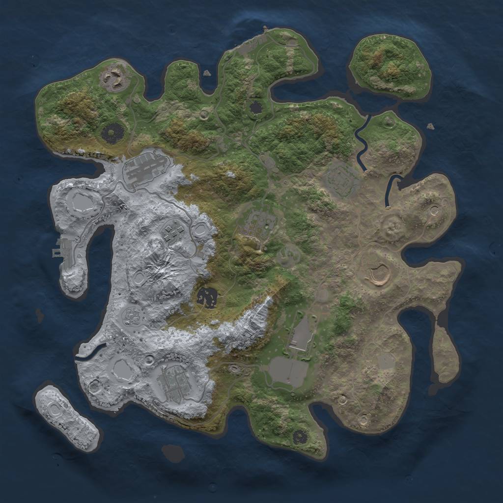 Rust Map: Procedural Map, Size: 3500, Seed: 7687509, 16 Monuments