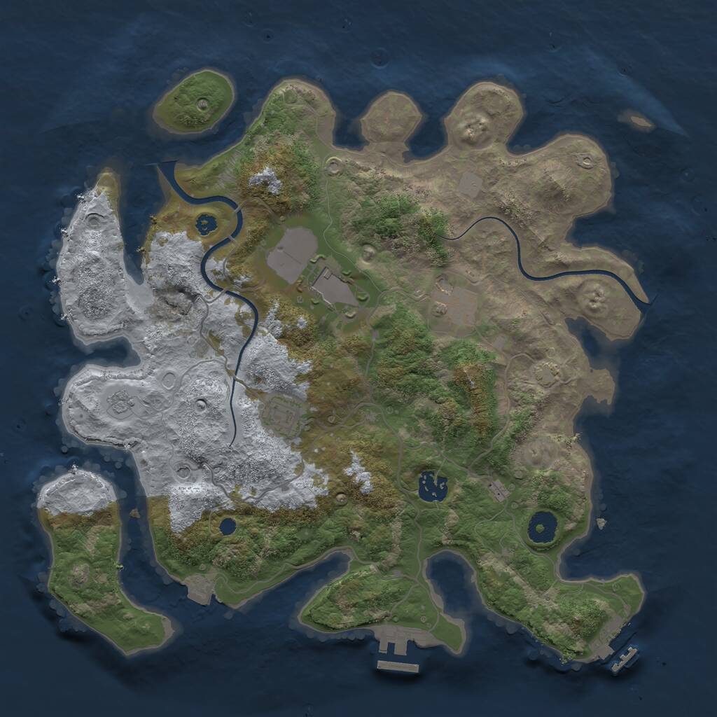 Rust Map: Procedural Map, Size: 3500, Seed: 407850846, 10 Monuments