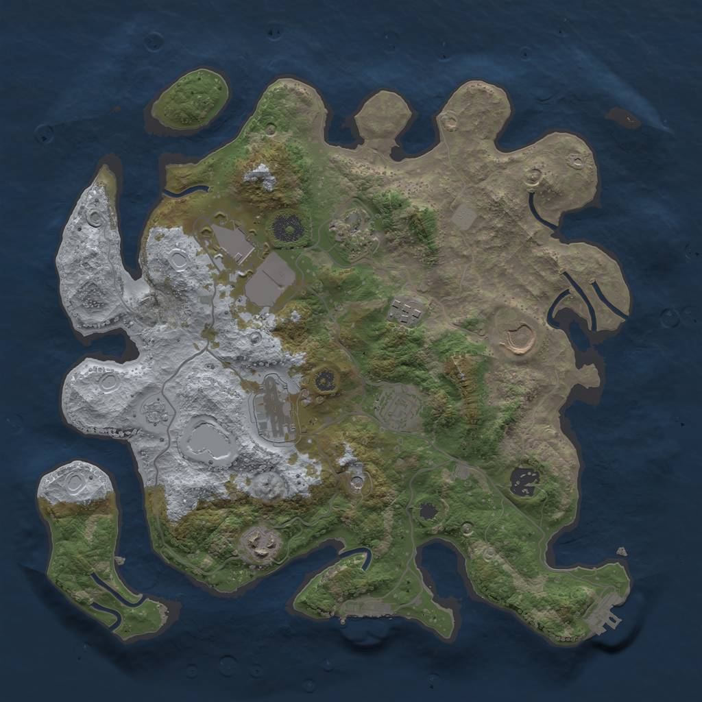 Rust Map: Procedural Map, Size: 3500, Seed: 407850846, 15 Monuments