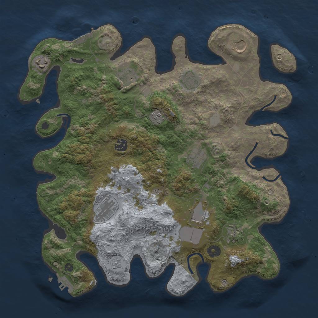 Rust Map: Procedural Map, Size: 3700, Seed: 590501034, 17 Monuments