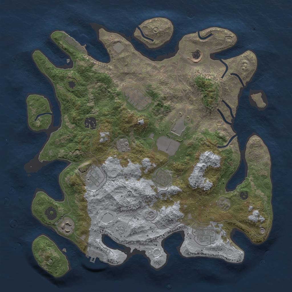 Rust Map: Procedural Map, Size: 3500, Seed: 789129940, 16 Monuments