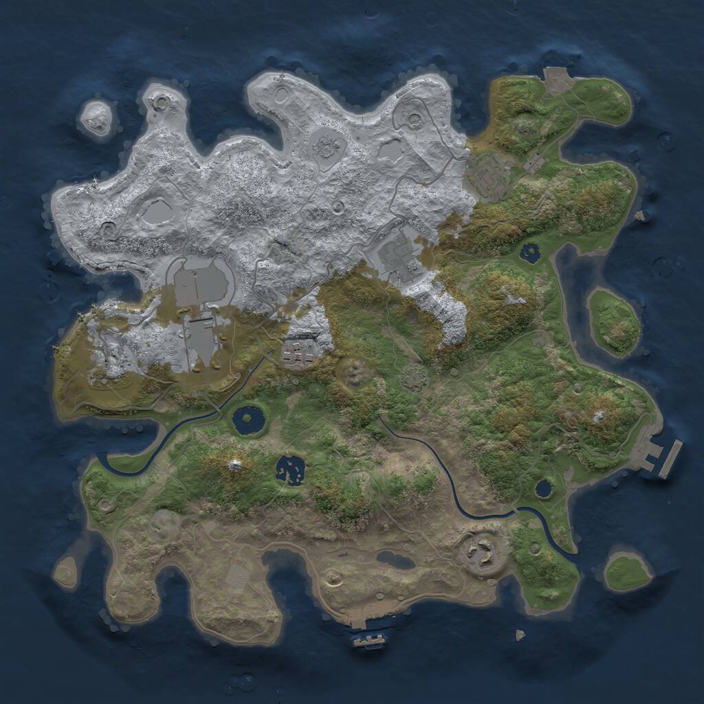 Rust Map: Procedural Map, Size: 3500, Seed: 44254005, 13 Monuments
