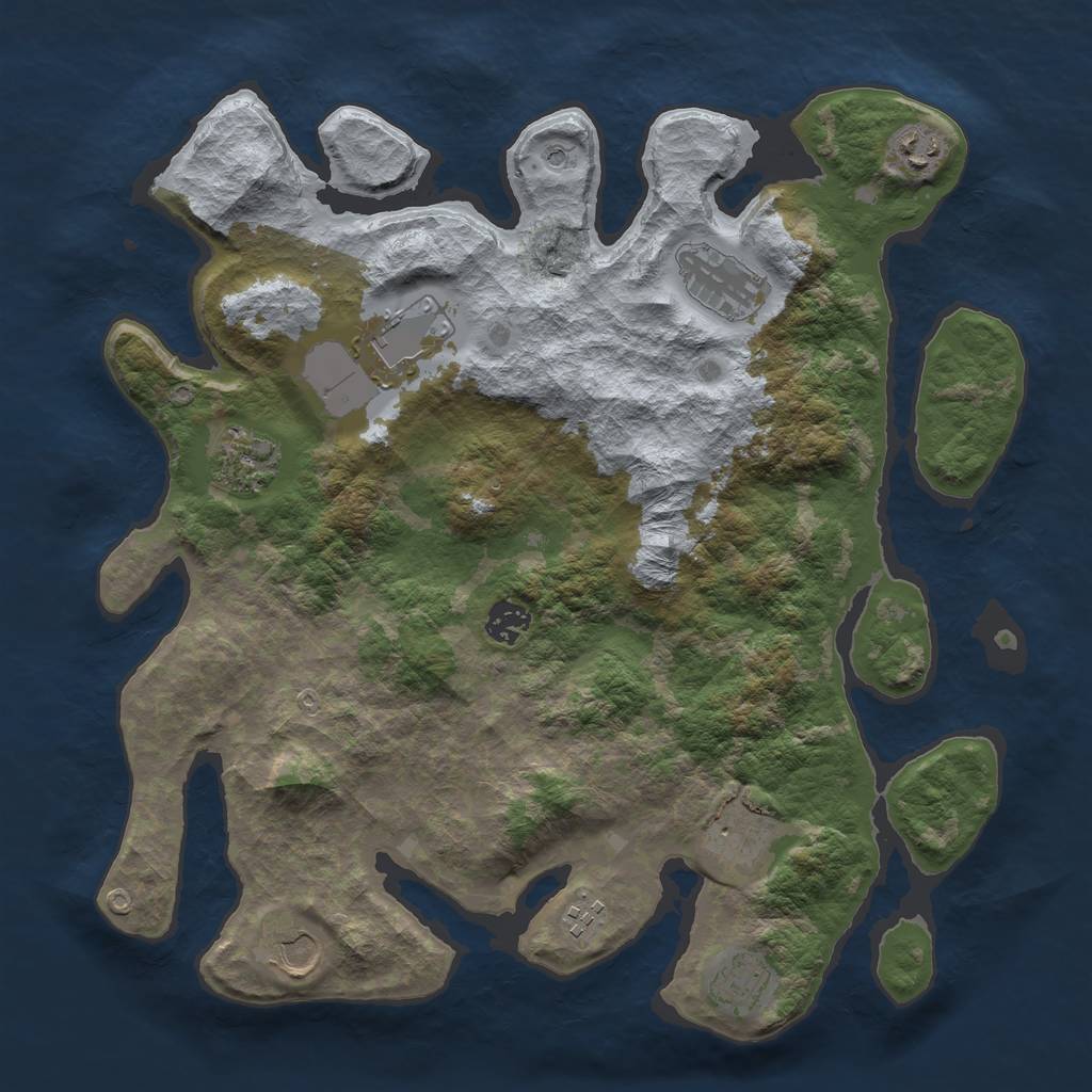 Rust Map: Barren, Size: 3800, Seed: 233, 12 Monuments