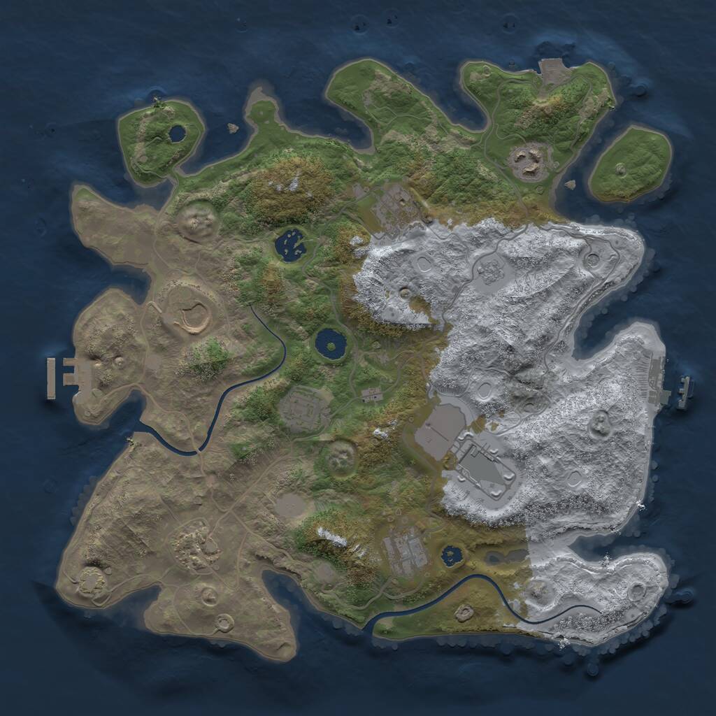 Rust Map: Procedural Map, Size: 3500, Seed: 26649368, 14 Monuments
