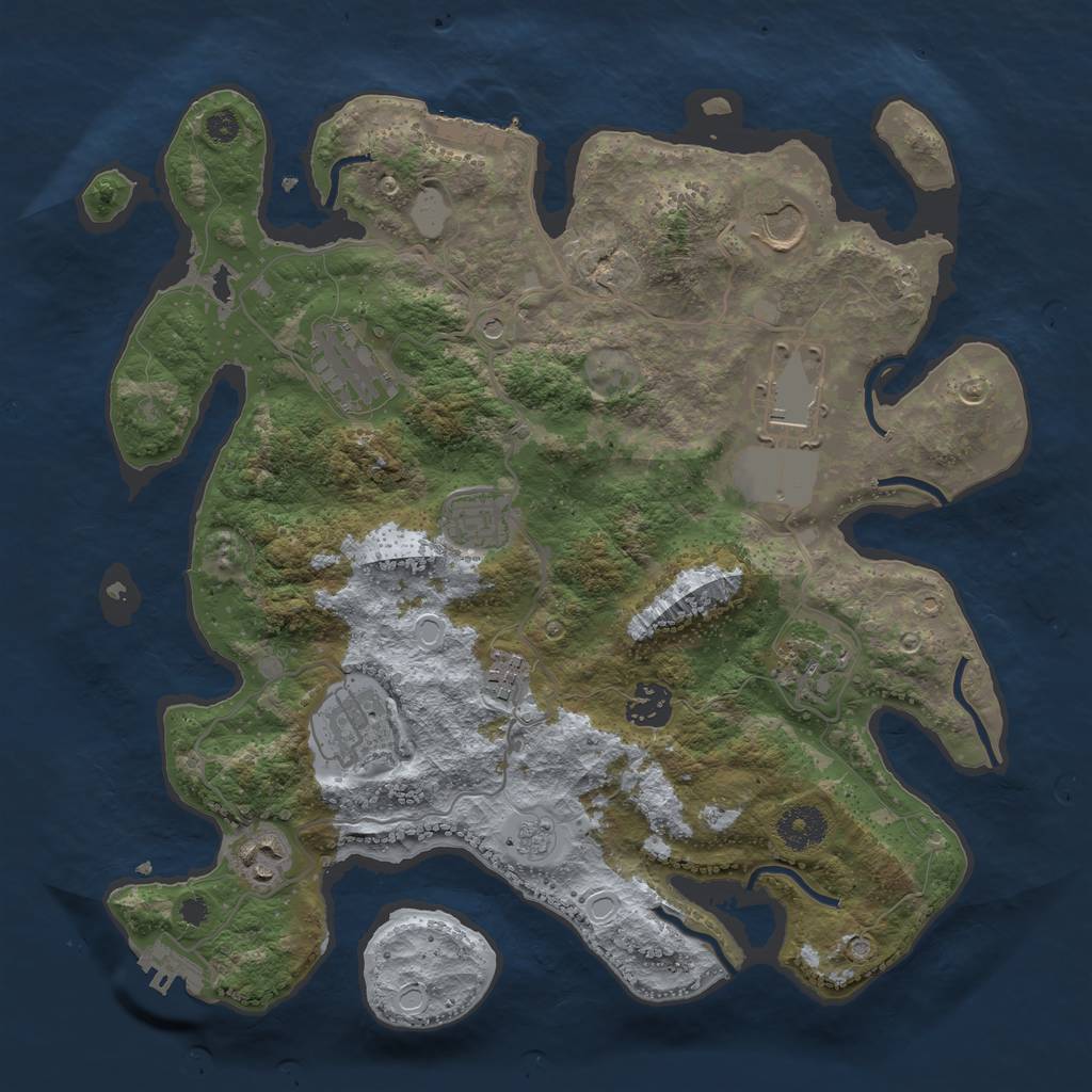 Rust Map: Procedural Map, Size: 3500, Seed: 42810996, 16 Monuments