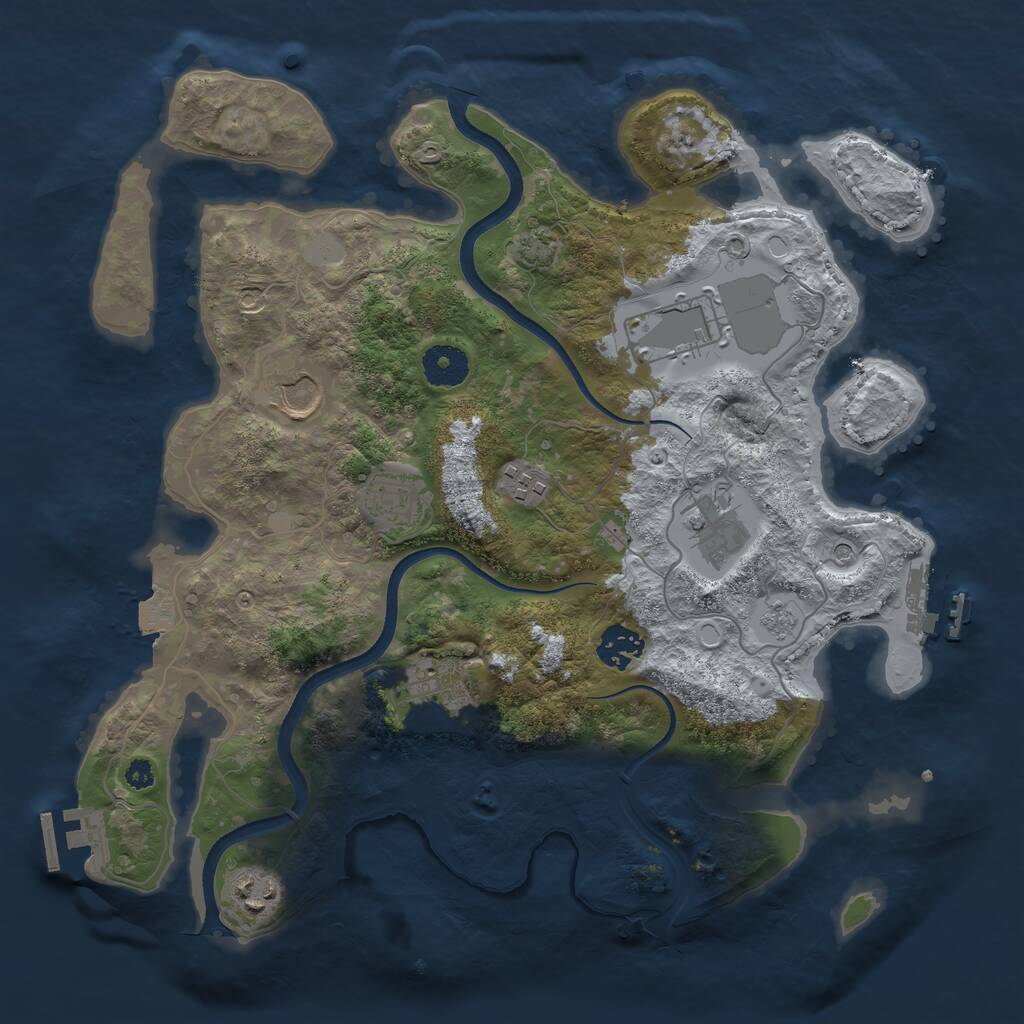 Rust Map: Procedural Map, Size: 3500, Seed: 97917447, 14 Monuments