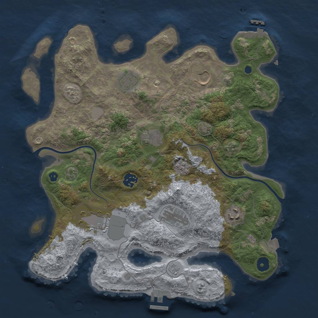 Rust Map: Procedural Map, Size: 3500, Seed: 24340810, 13 Monuments