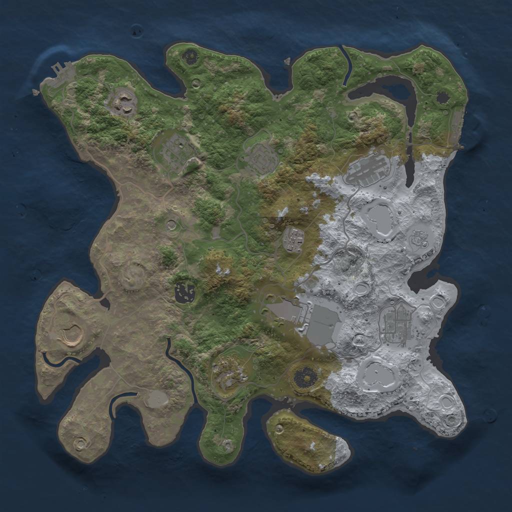 Rust Map: Procedural Map, Size: 3500, Seed: 1824908718, 17 Monuments