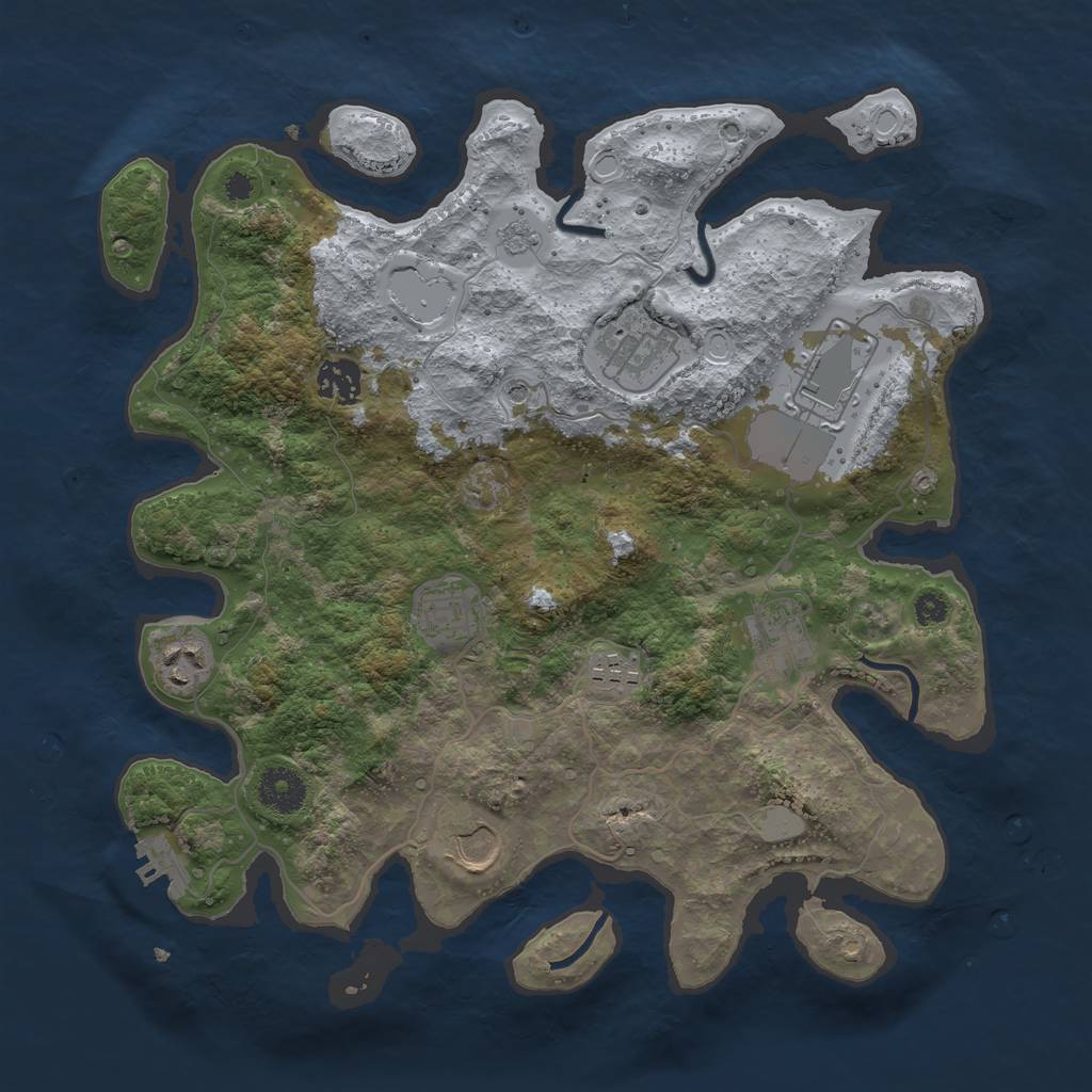 Rust Map: Procedural Map, Size: 3500, Seed: 1278443985, 14 Monuments