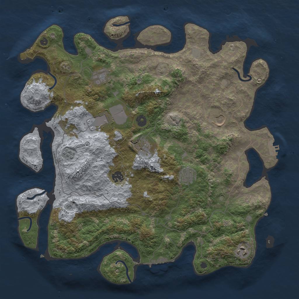 Rust Map: Procedural Map, Size: 4000, Seed: 6929, 14 Monuments