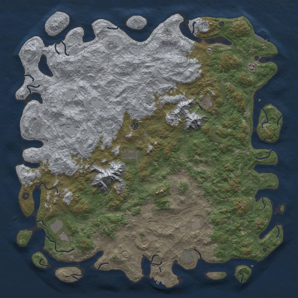 Rust Map: Procedural Map, Size: 6000, Seed: 6256558, 18 Monuments