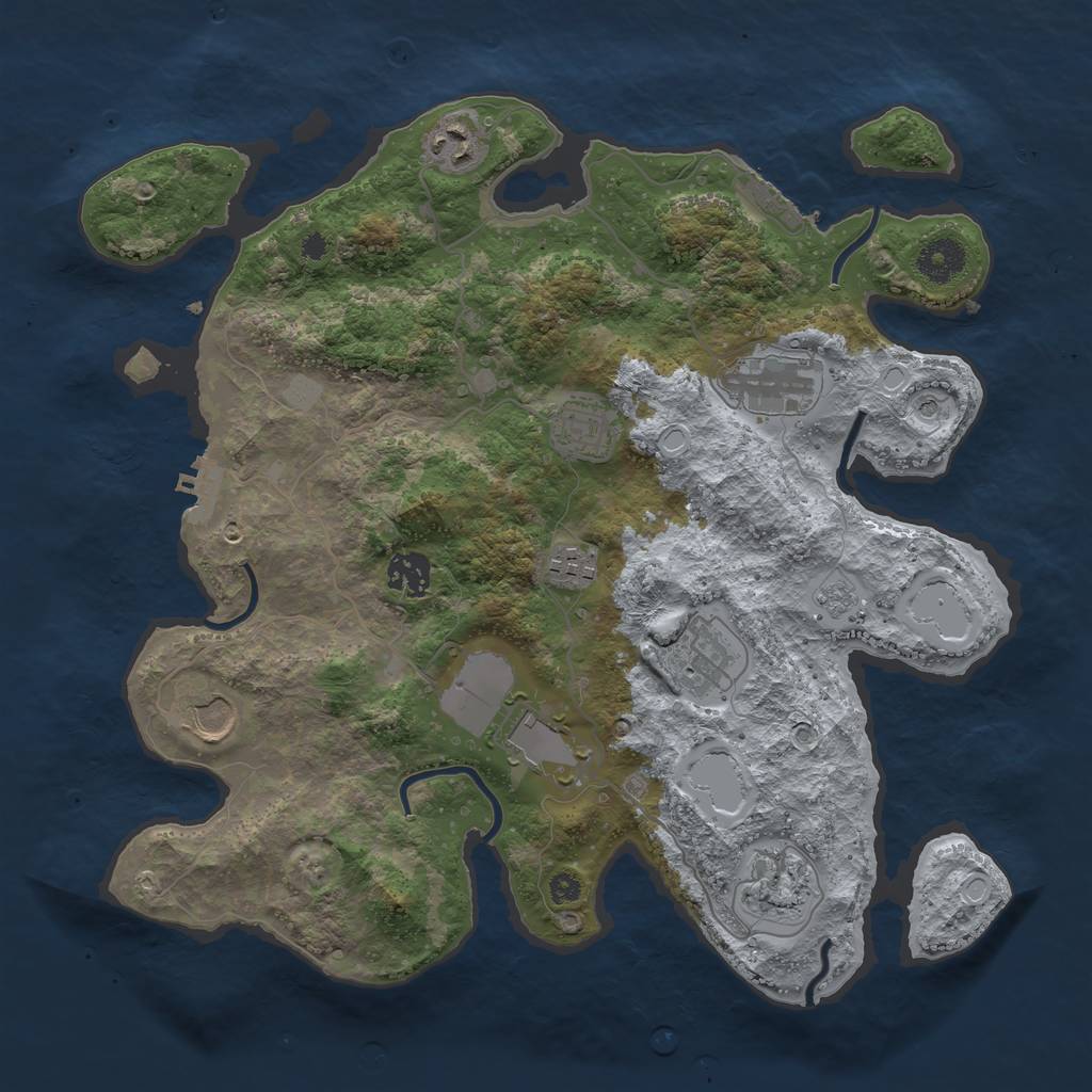 Rust Map: Procedural Map, Size: 3600, Seed: 182771754, 16 Monuments