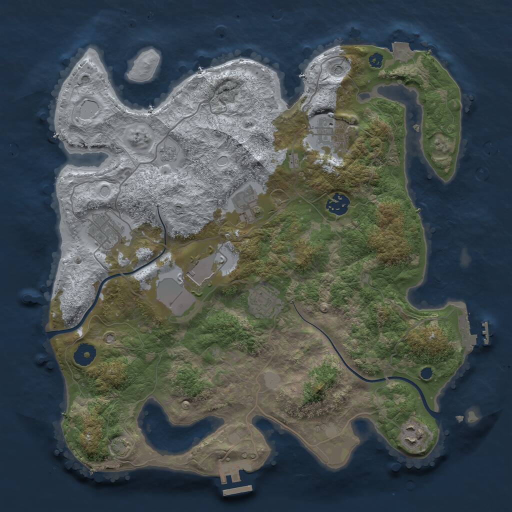 Rust Map: Procedural Map, Size: 3500, Seed: 4094724, 13 Monuments