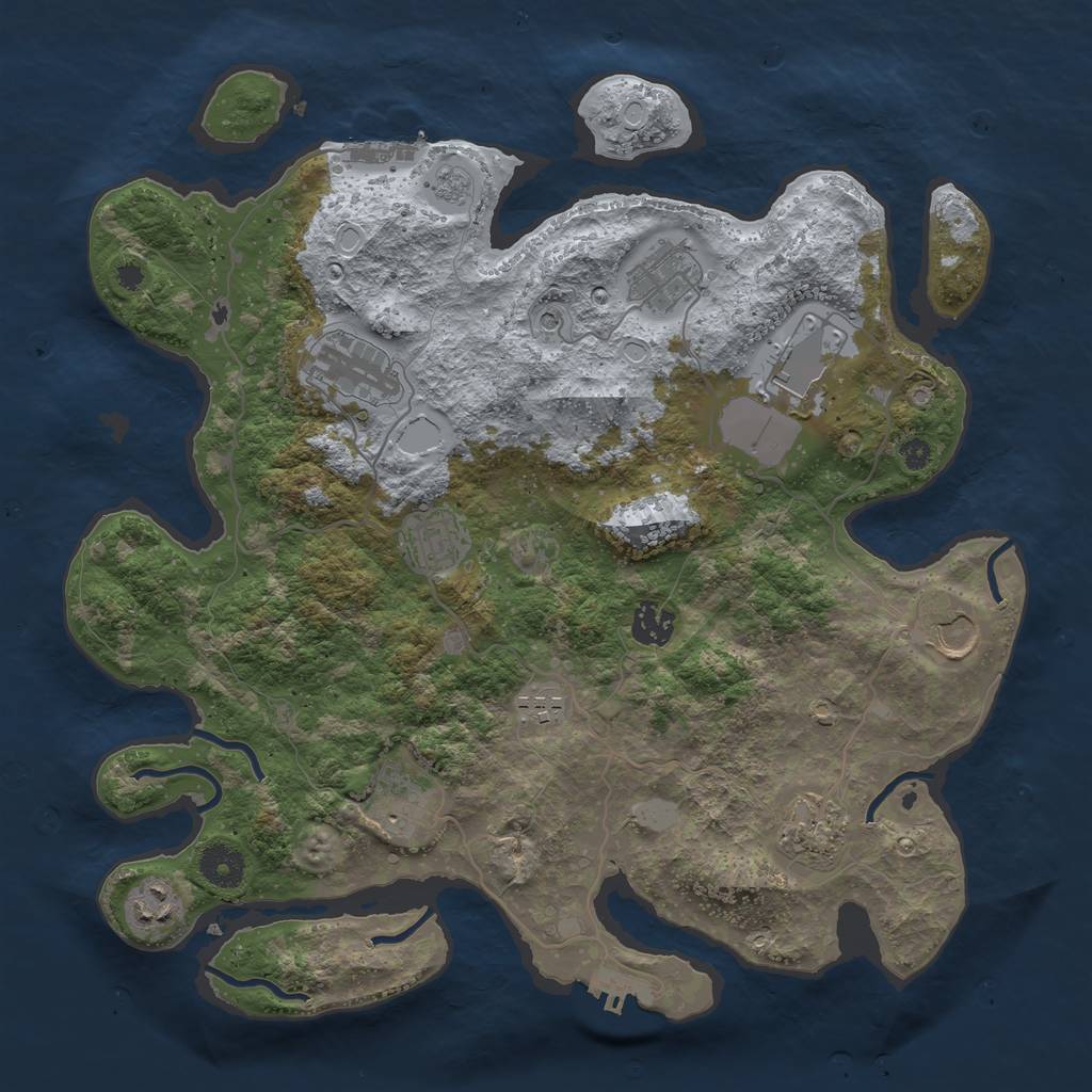 Rust Map: Procedural Map, Size: 3700, Seed: 1769934525, 17 Monuments