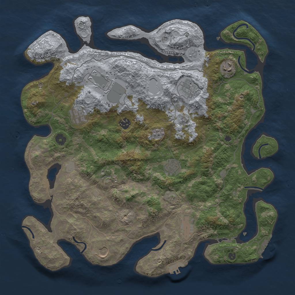 Rust Map: Procedural Map, Size: 4000, Seed: 552919482, 17 Monuments