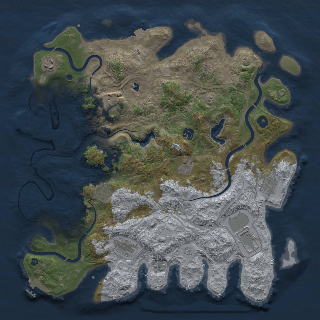 Rust Map: Procedural Map, Size: 4250, Seed: 27868, 16 Monuments
