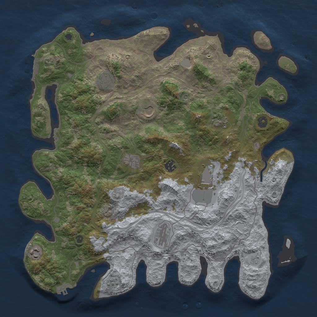 Rust Map: Procedural Map, Size: 4250, Seed: 27868, 16 Monuments