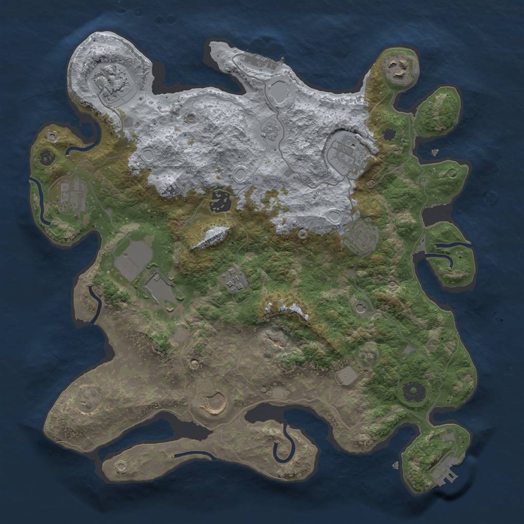 Rust Map: Procedural Map, Size: 3500, Seed: 949914325, 16 Monuments