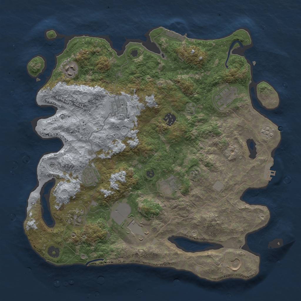 Rust Map: Procedural Map, Size: 3750, Seed: 525361713, 17 Monuments