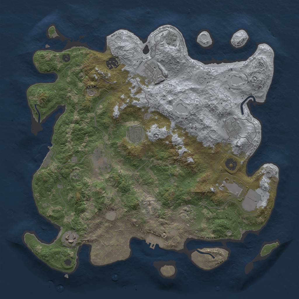 Rust Map: Procedural Map, Size: 3750, Seed: 105941569, 16 Monuments