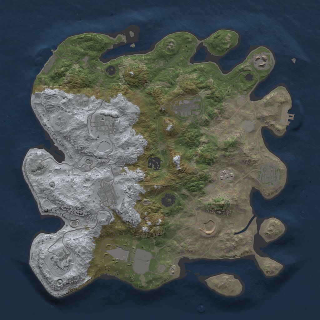 Rust Map: Procedural Map, Size: 3500, Seed: 10924, 17 Monuments